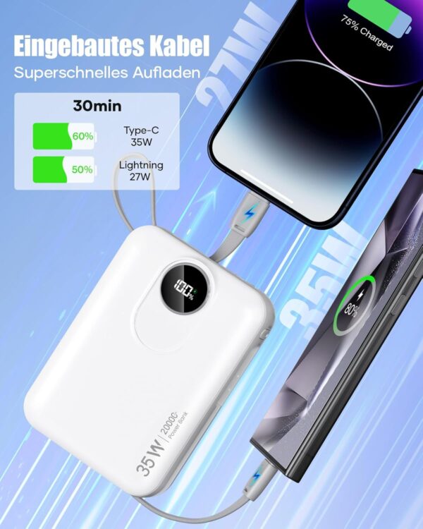 Cable Included 20000mah Power Bank, 35W - Image 3
